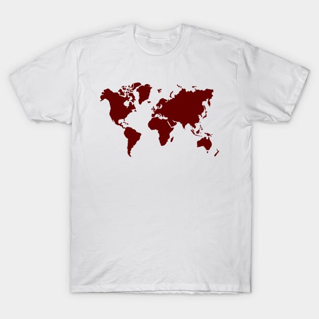 carmine red world map T-Shirt by dreamtravel